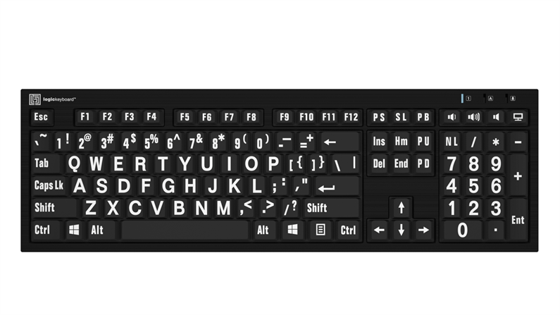 LargePrint White on Black - PC Nero Slimline Keyboard